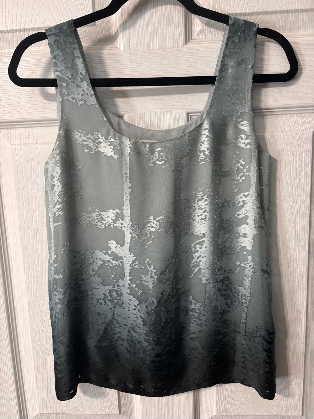 Doncaster Women Size Iridescent Silk Blend Ombré Grey To Black Tank Top Shell